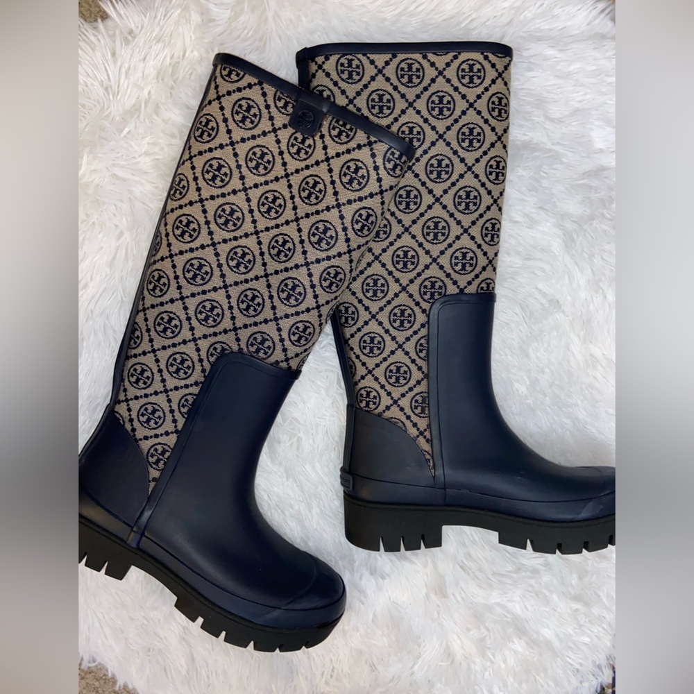 SALE!!! Tory Burch T Monogram Foul Weather Tall Rain Boots
